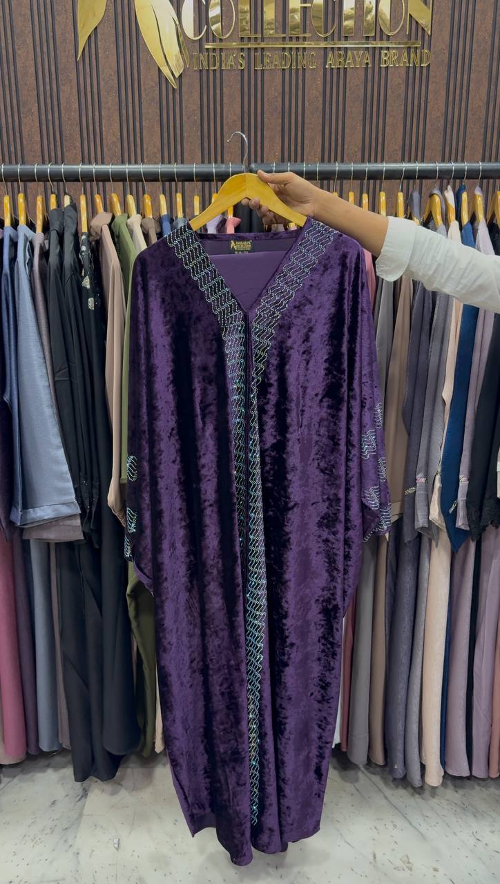 ANAYA VELVET KAFTAN ABAYA | PURPLE