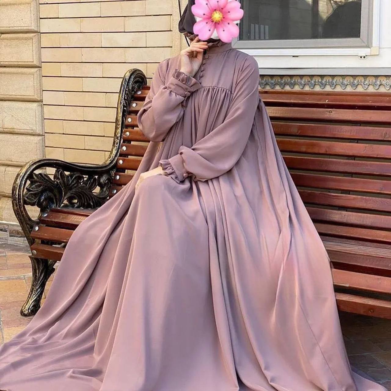 NEW COLLAR PLATES ABAYA | MAUVE PINK