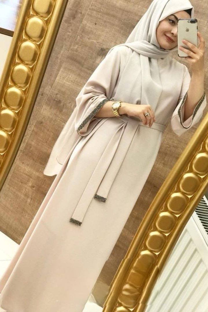 ZAINAB STONE LACE ABAYA | NUDE SKIN