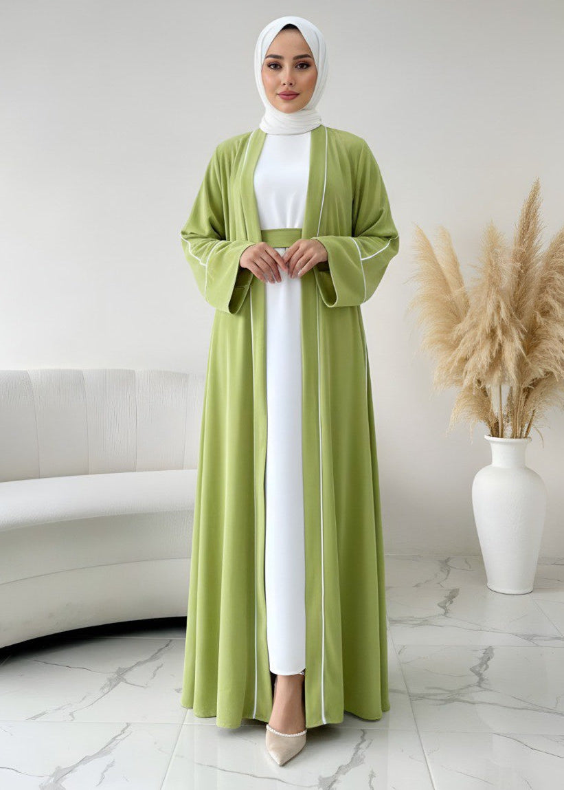 RUHI DOUBLE SHRUG ABAYA | NEON TO WHITE