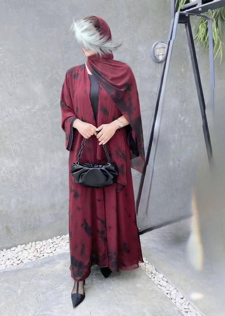 TAI DIE DOUBLE SHRUG ABAYA | RED