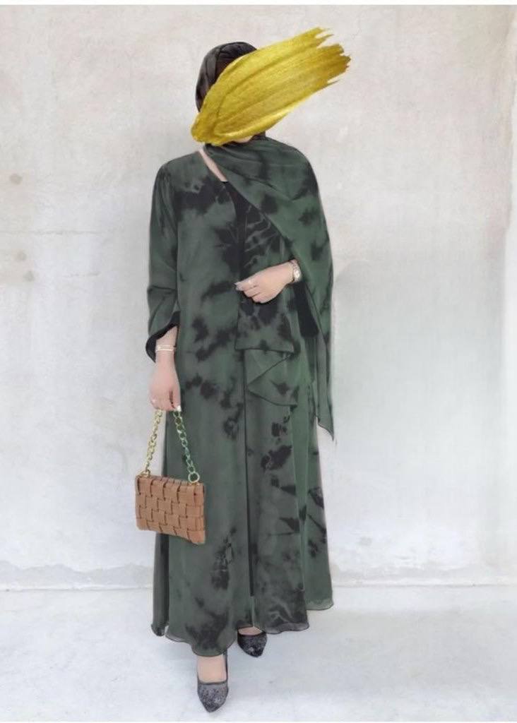 TAI DIE DOUBLE SHRUG ABAYA | OLIVE
