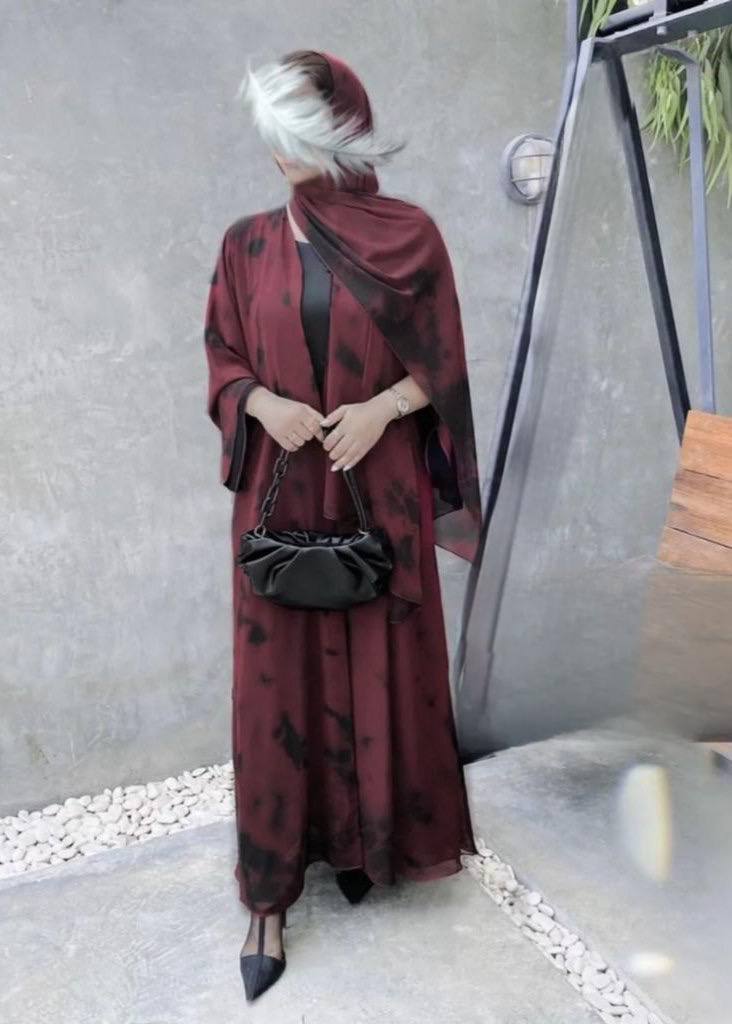 TAI DIE DOUBLE SHRUG ABAYA | MAROON