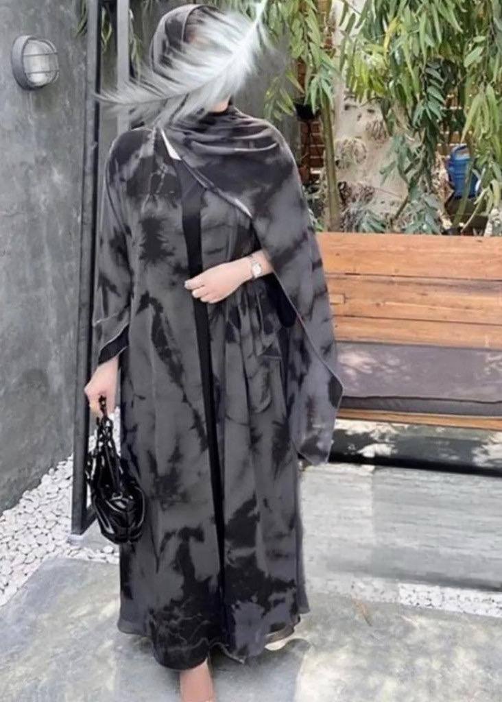 TAI DIE DOUBLE SHRUG ABAYA | GRAY