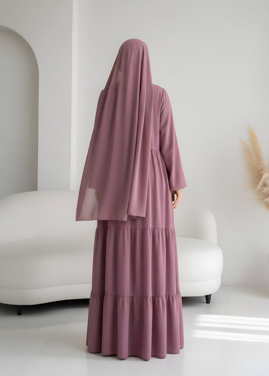 AMANI FRILL PLATES ABAYA | PINK