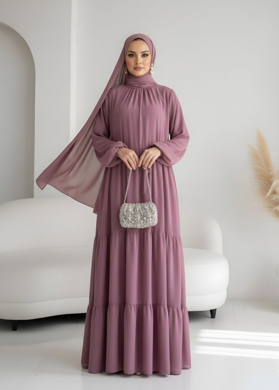 AMANI FRILL PLATES ABAYA | PINK