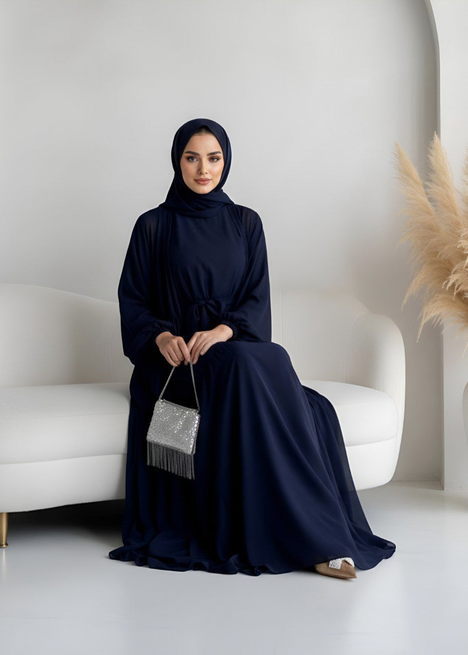 AMANI FRILL PLATES ABAYA | BLUE