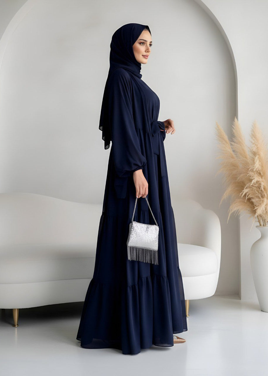 AMANI FRILL PLATES ABAYA | BLUE