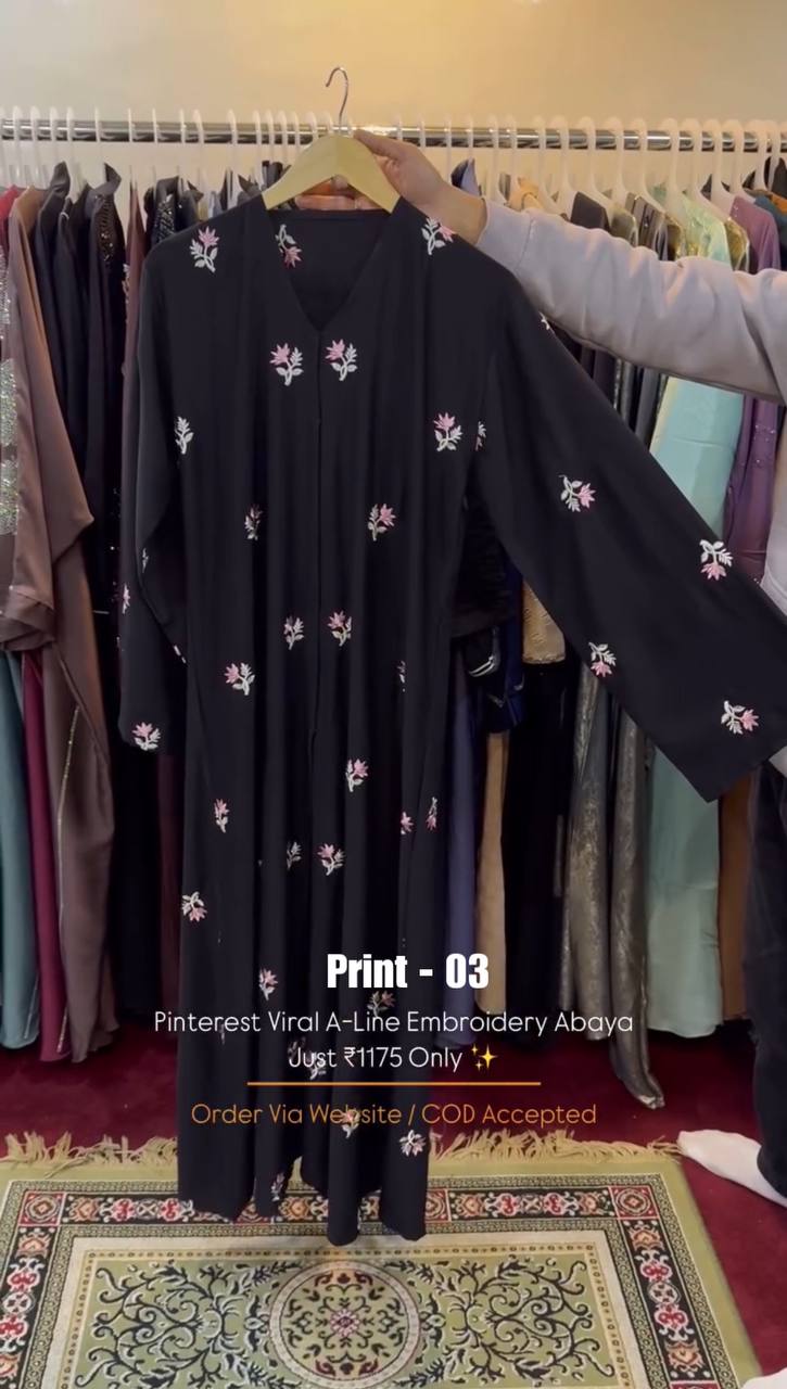 AL-HUSNA EMBROIDERY WORK ABAYA | PRINT- 03