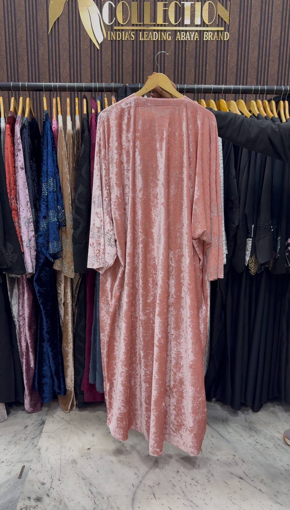 ANAYA VELVET KAFTAN ABAYA | PEACH