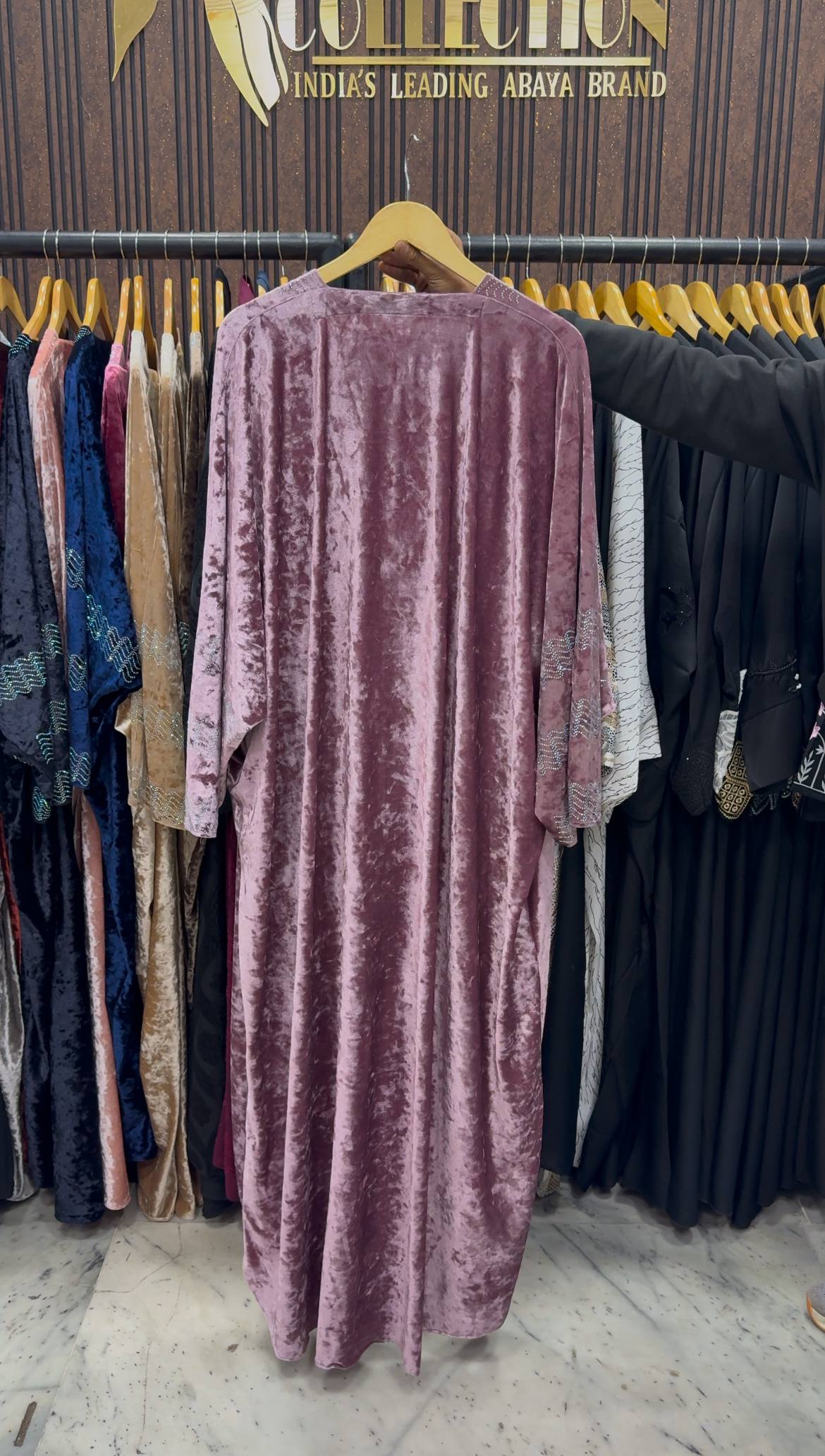 ANAYA VELVET KAFTAN ABAYA | BABY PINK