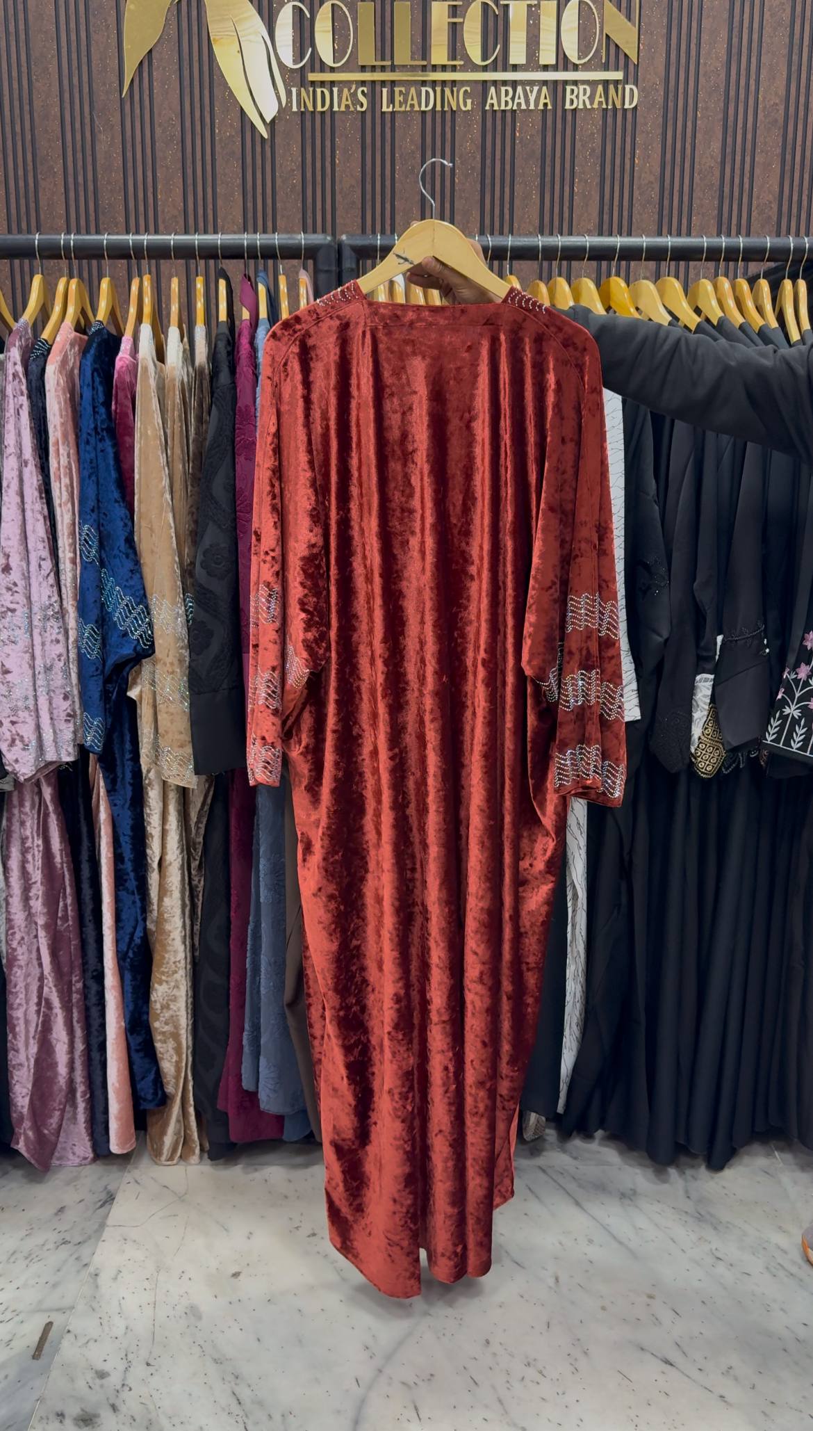 ANAYA VELVET KAFTAN ABAYA | ORNG