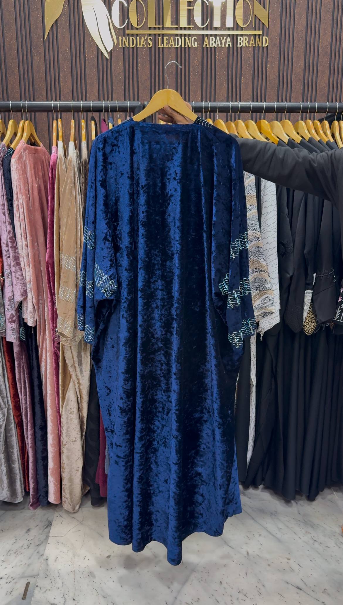 ANAYA VELVET KAFTAN ABAYA | NAVY BLUE