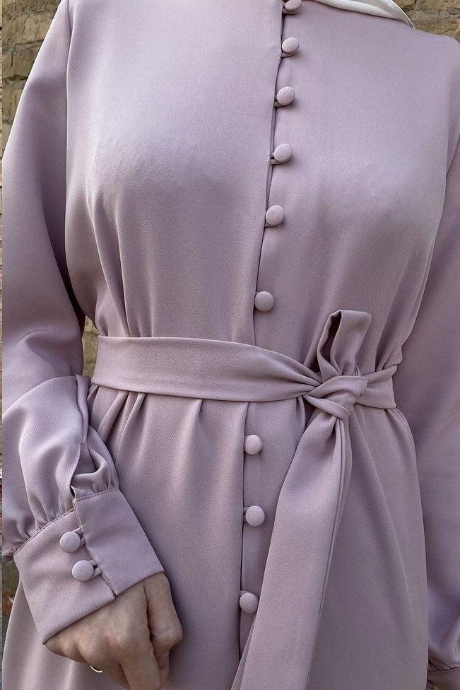 AYESHA FRONT OPEN ABAYA | LITE PINK