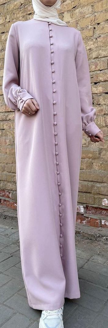 Ayesha Front Open buttons knot Abaya ( LITE PINK )