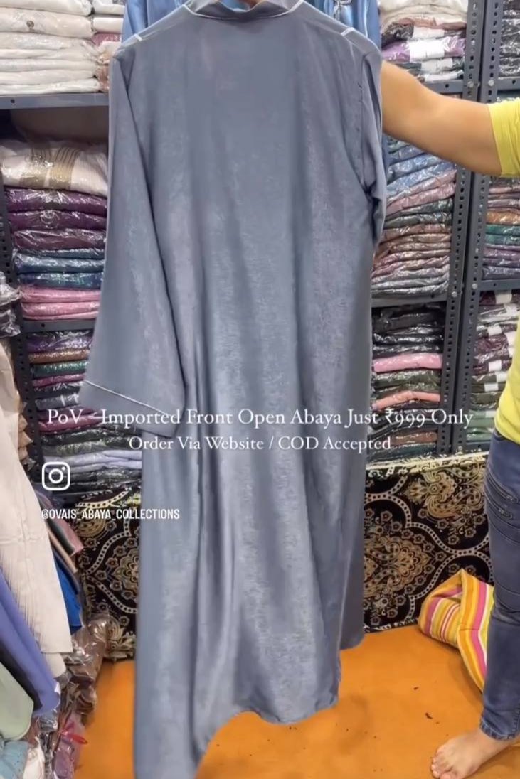 AMARA FRONT OPEN ABAYA | GRAY