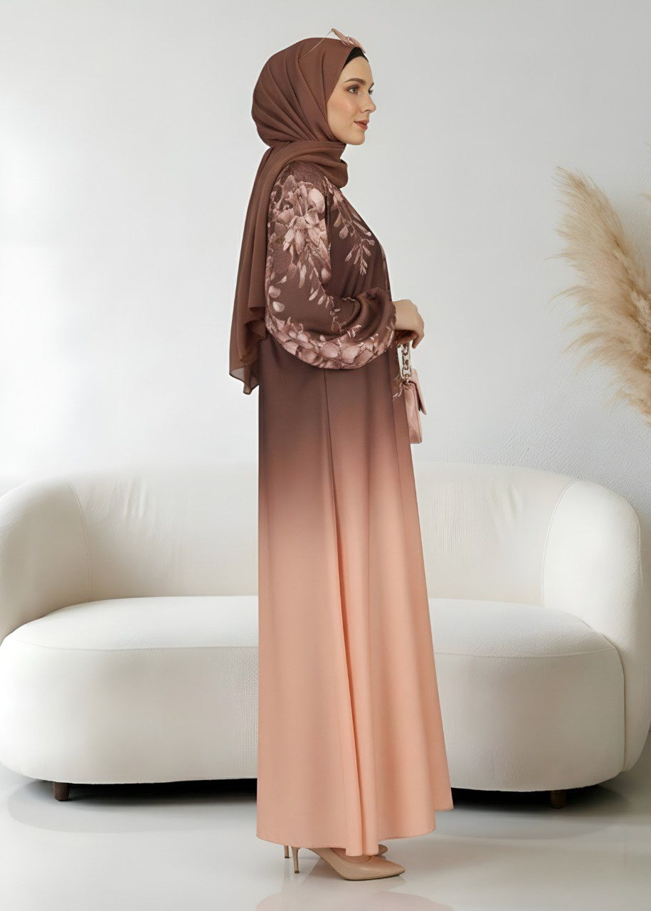 ALIZA PRINTED ABAYA | ROSE GOLD