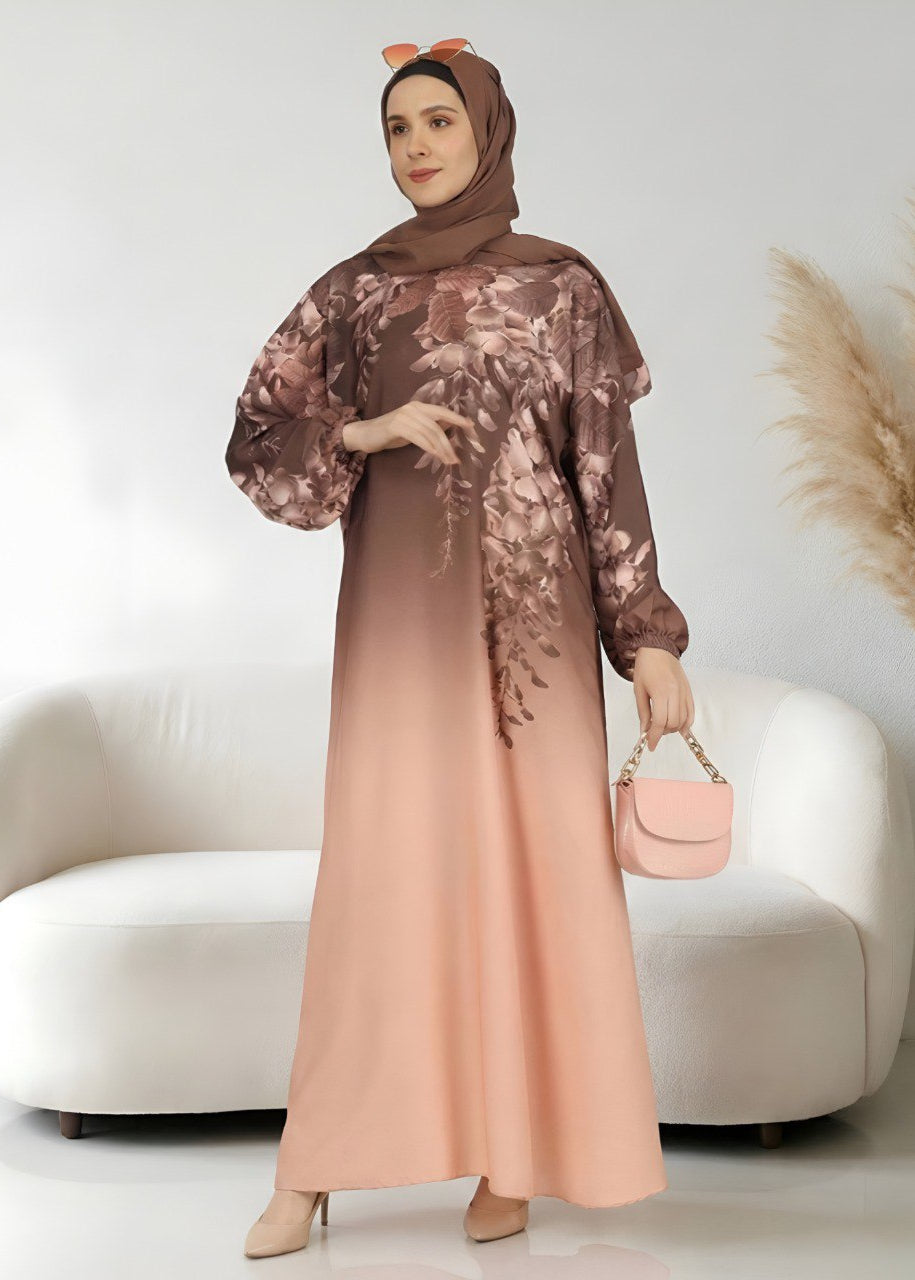ALIZA PRINTED ABAYA | ROSE GOLD