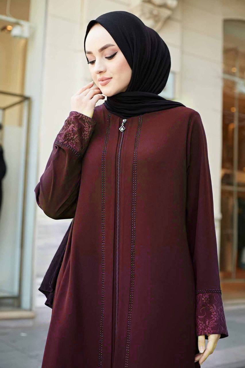 ZAHIYA FRONT OPEN ABAYA | MAROON