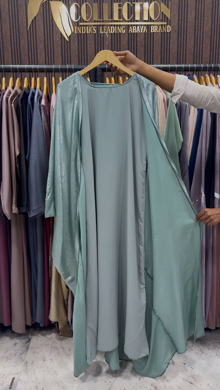 AL-HURIYA DOUBLE SHRUG ABAYA | SEA GREEN