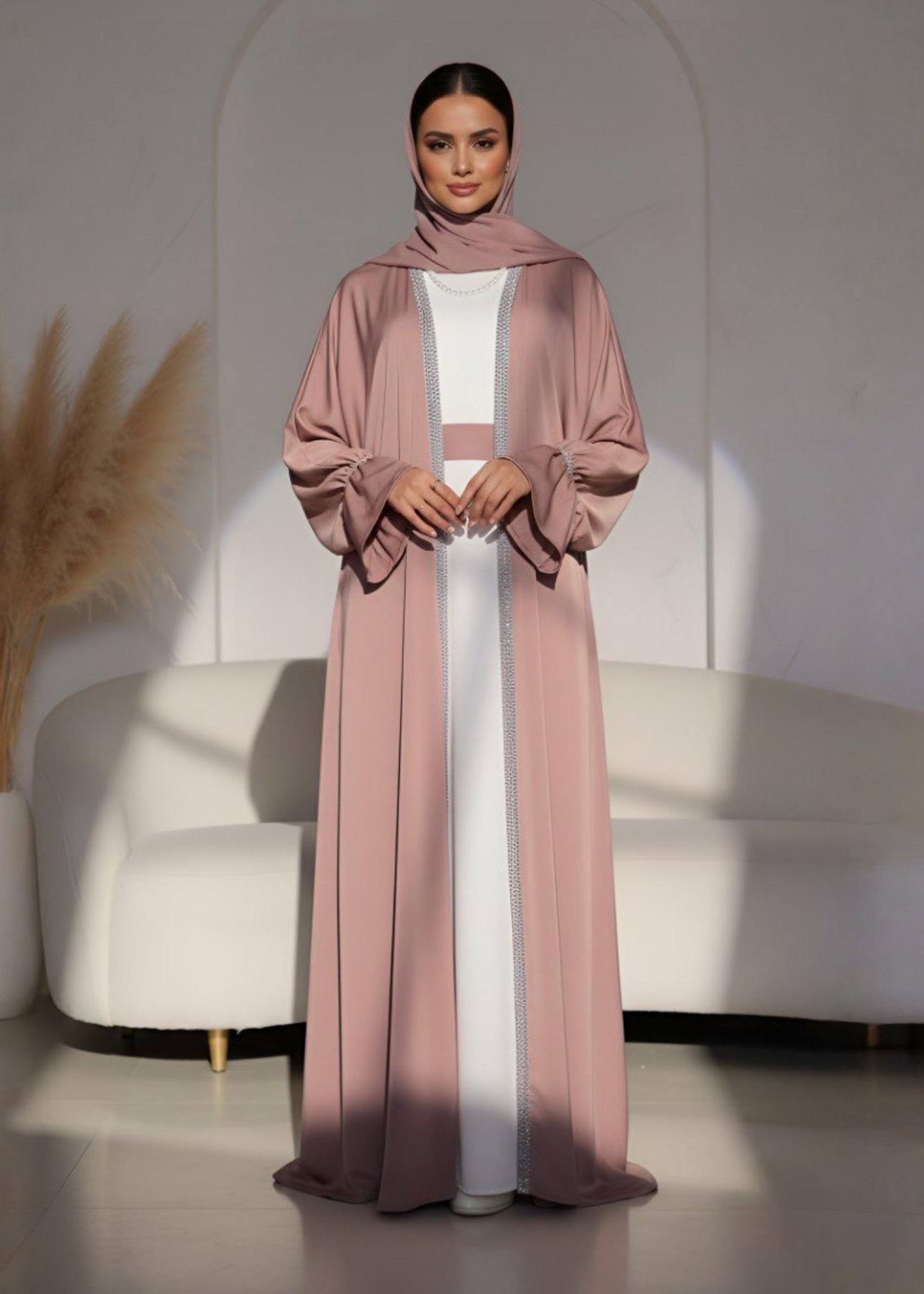 SAHARA DOUBLE SHRUG ABAYA | GHESTNUT LITE