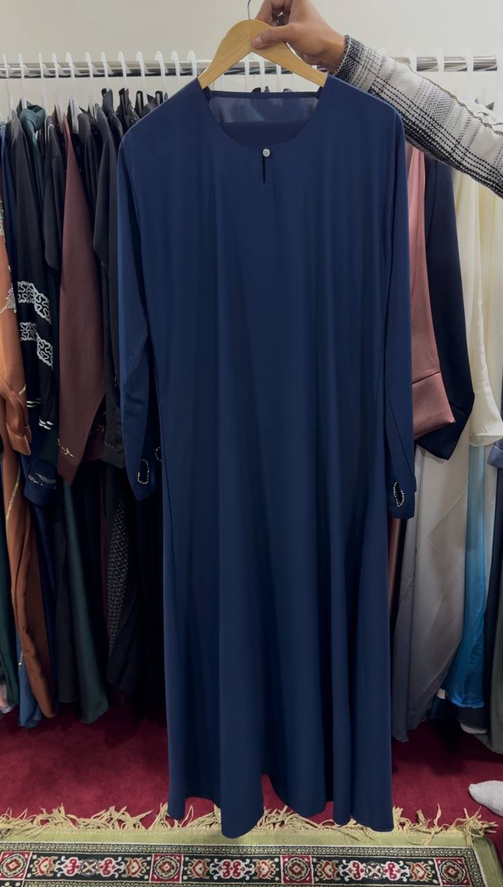 HAZAL HEART SLEEVE ABAYA | NAVY BLUE