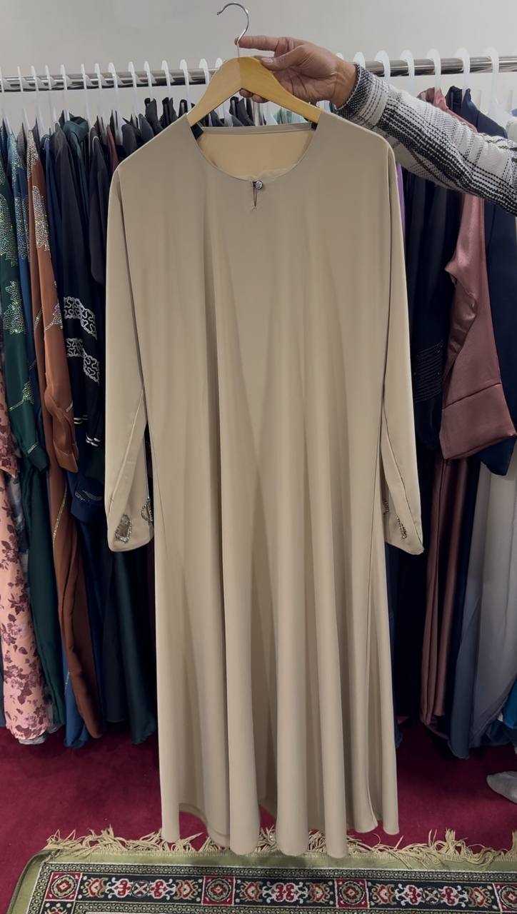 HAZAL HEART SLEEVE ABAYA | NUDE