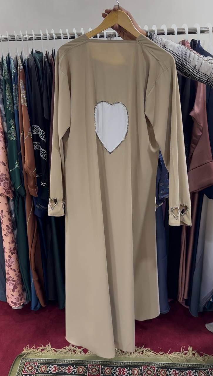 HAZAL HEART SLEEVE ABAYA | NUDE