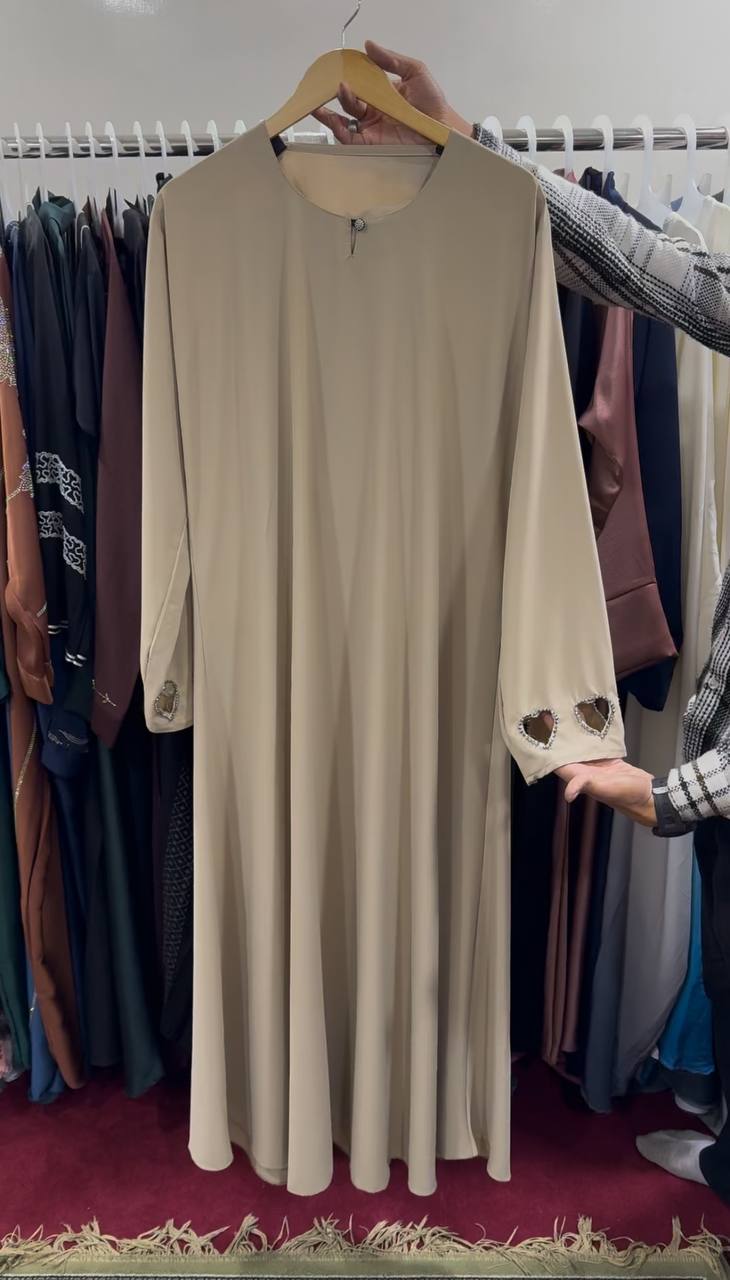 HAZAL HEART SLEEVE ABAYA | NUDE