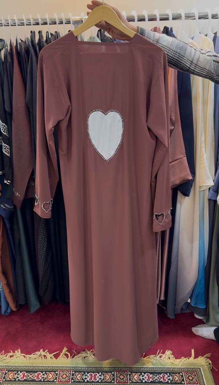 HAZAL HEART SLEEVE ABAYA | DUSTY PINK