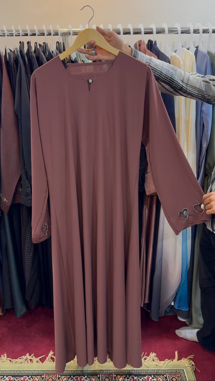 HAZAL HEART SLEEVE ABAYA | DUSTY PINK