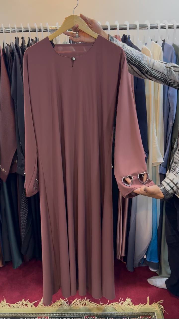 HAZAL HEART SLEEVE ABAYA | DUSTY PINK