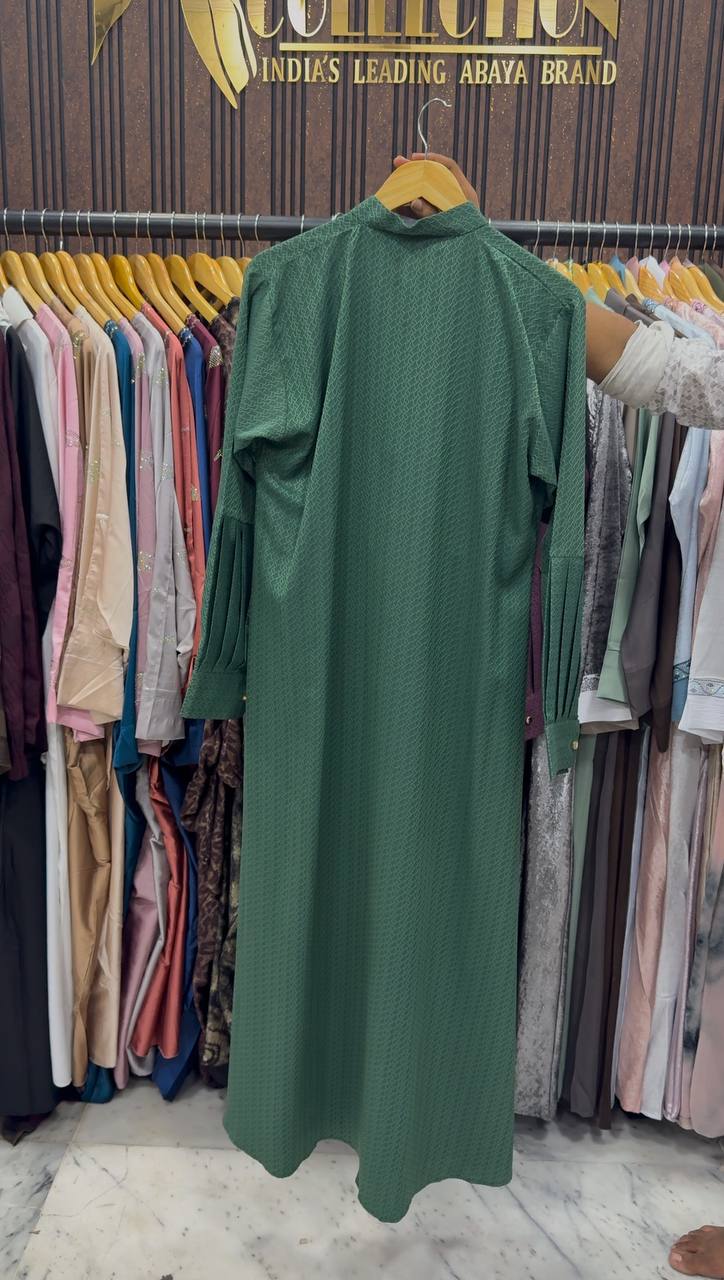 SAHIBA FRONT OPEN ABAYA | GREEN