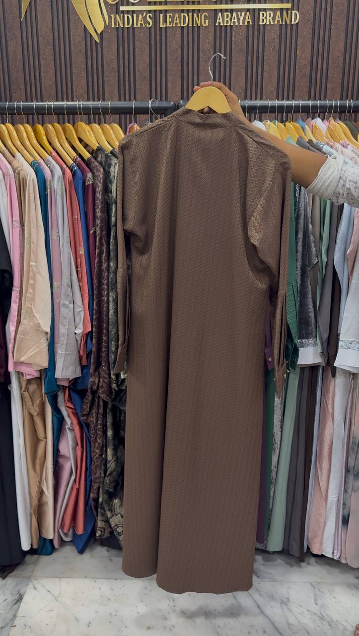 SAHIBA FRONT OPEN ABAYA | BROWN