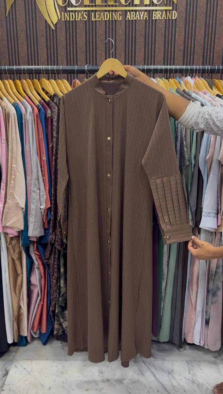 SAHIBA FRONT OPEN ABAYA | BROWN