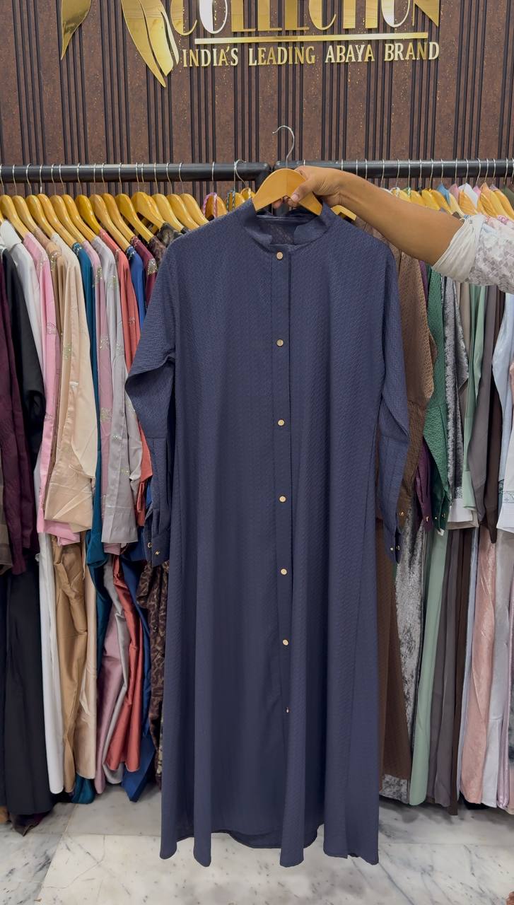SAHIBA FRONT OPEN ABAYA | BLUE