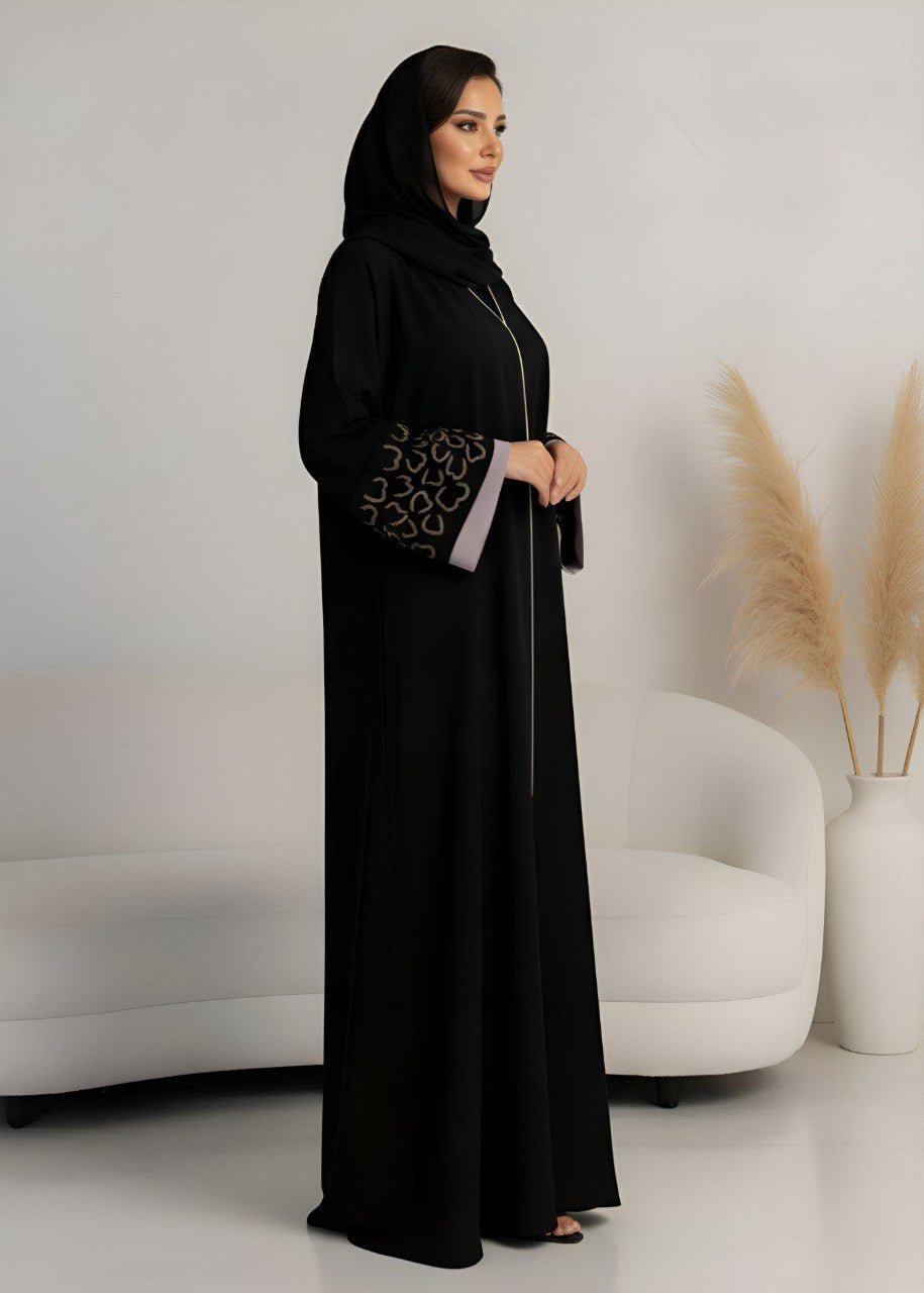 RAHEEN HANDWORK ABAYA | BLK2PNK