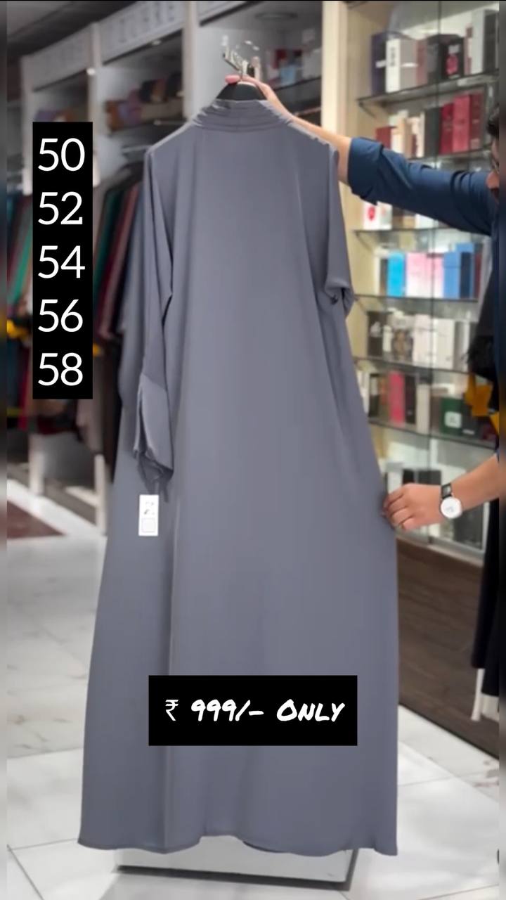 MALIHA FRONT OPEN ABAYA | GRAY