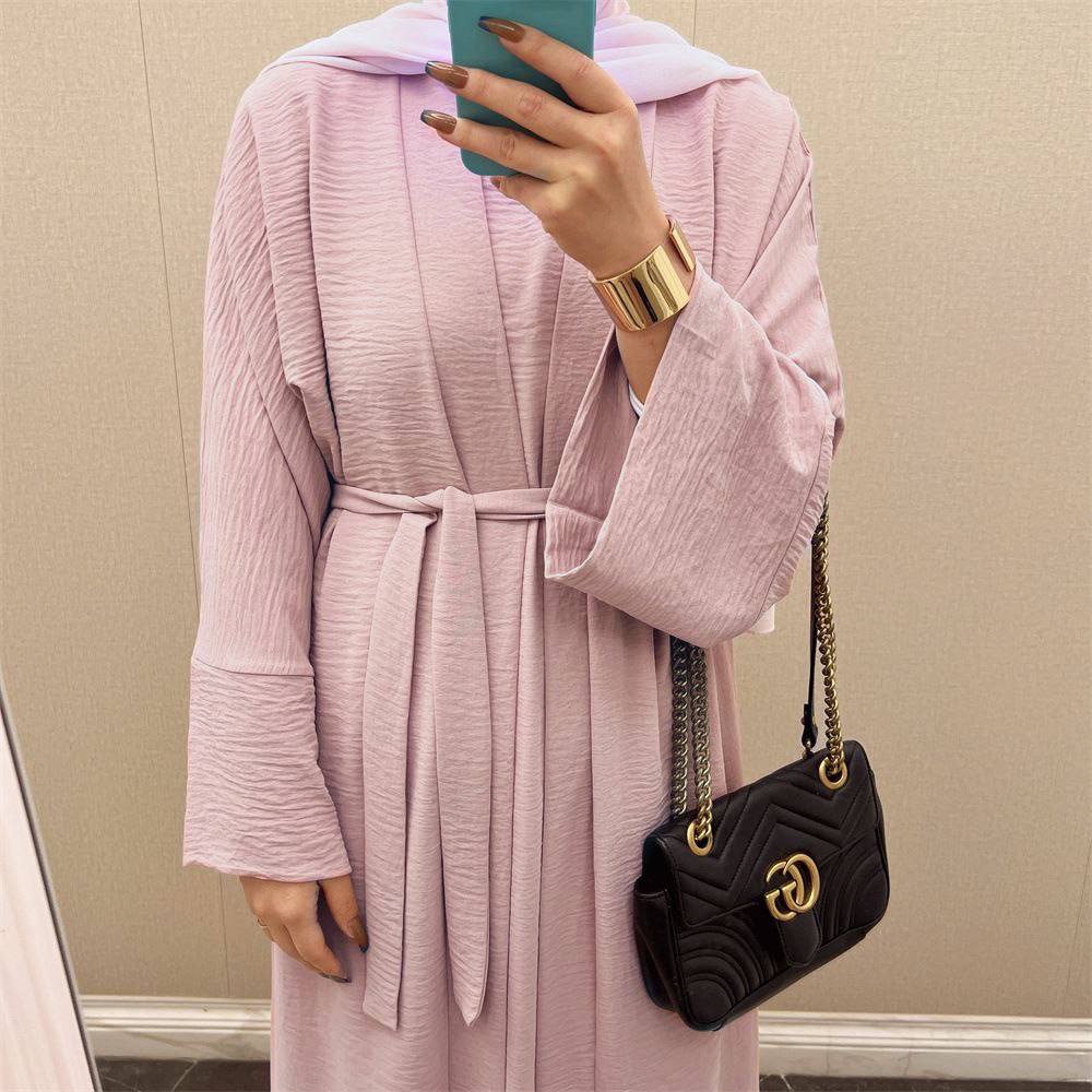 DUBAI CRUSH DOUBLE SHRUG ABAYA | SOFT PINK