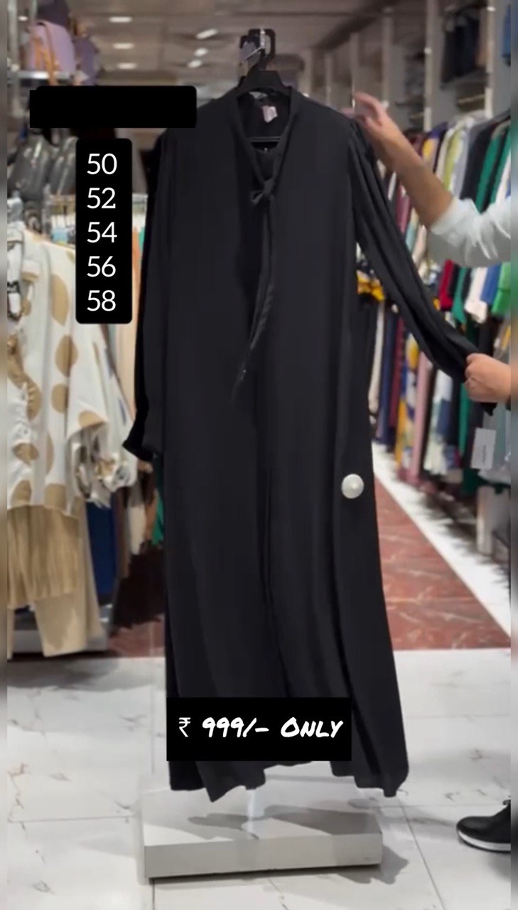 SUMBUL FRONT OPEN ABAYA | BLACK