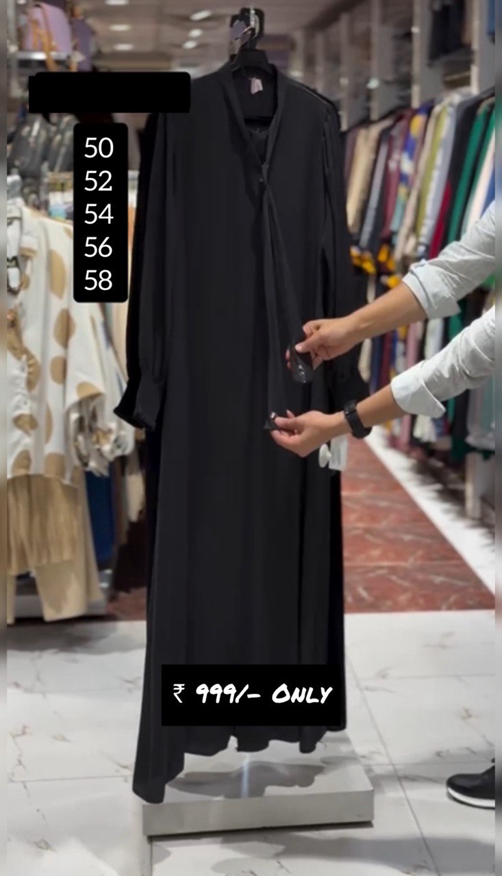 SUMBUL FRONT OPEN ABAYA | BLACK
