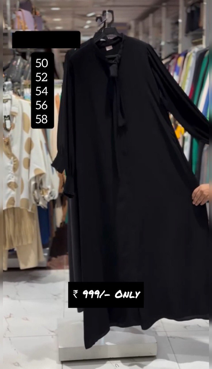 SUMBUL FRONT OPEN ABAYA | BLACK