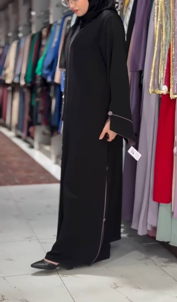 IFFAT FRONT OPEN ABAYA | PINK
