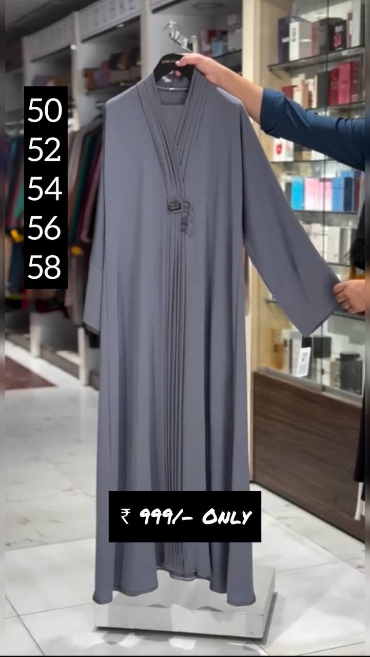 MALIHA FRONT OPEN ABAYA | GRAY