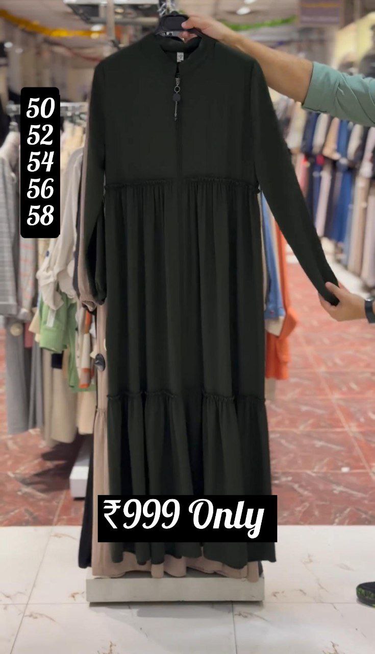 SUFIYA PLEATED ZIPPPER ABAYA | OLIVE