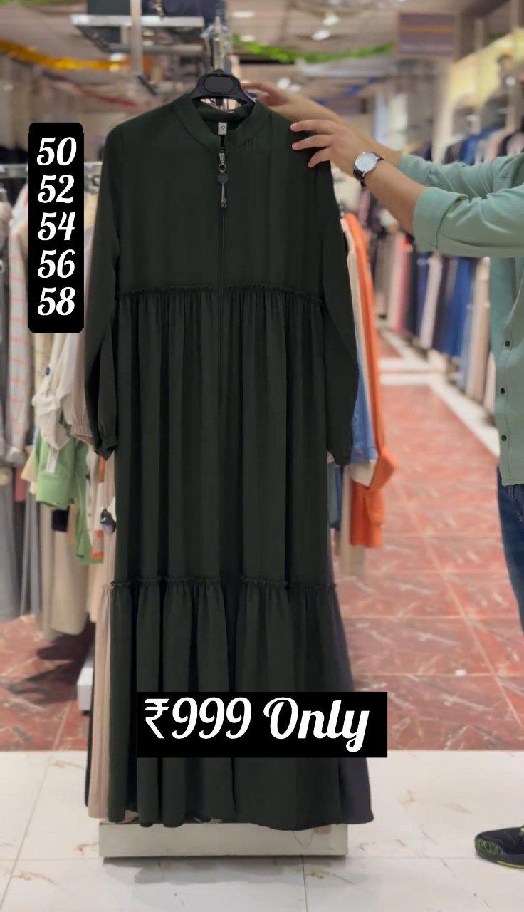 SUFIYA PLEATED ZIPPPER ABAYA | OLIVE