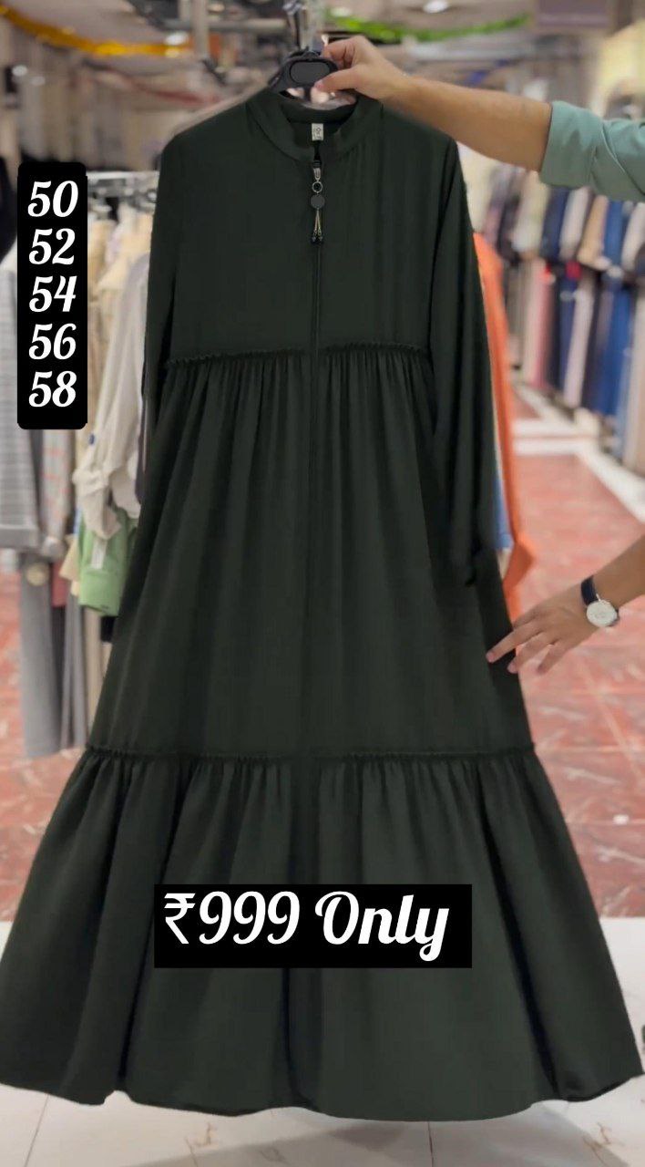 SUFIYA PLEATED ZIPPPER ABAYA | OLIVE