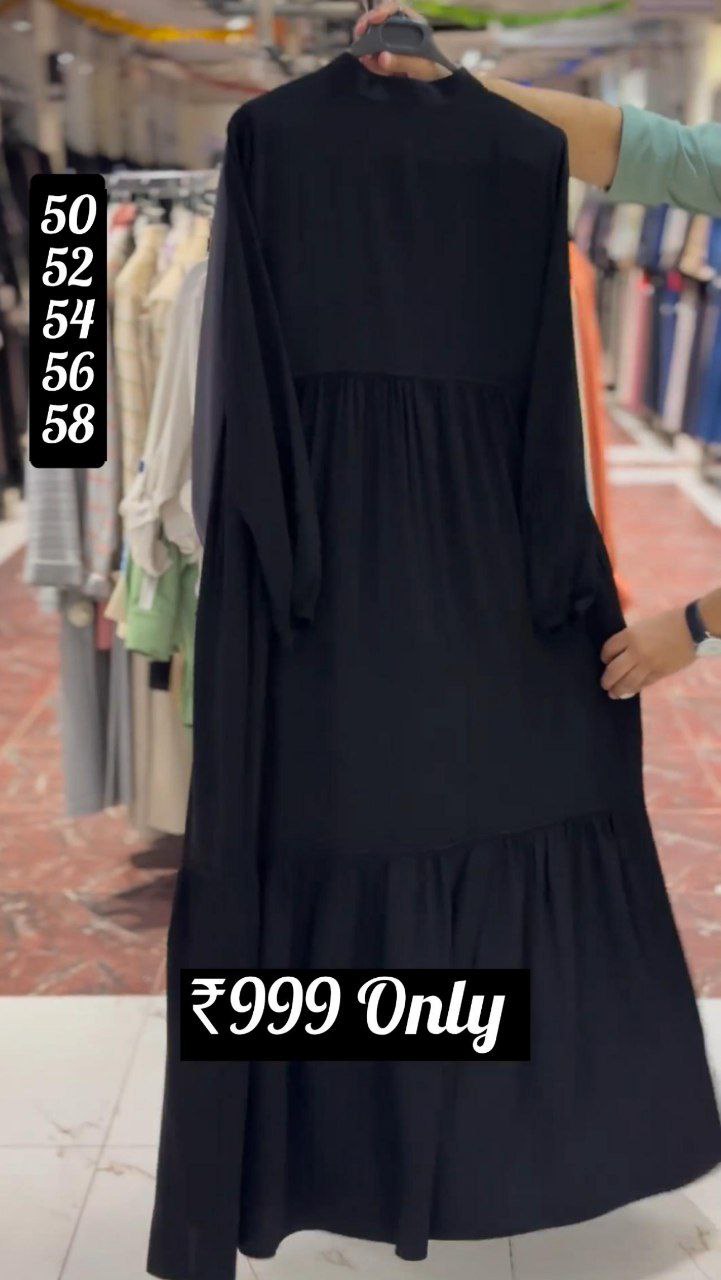 SUFIYA PLEATED ZIPPPER ABAYA | BLACK