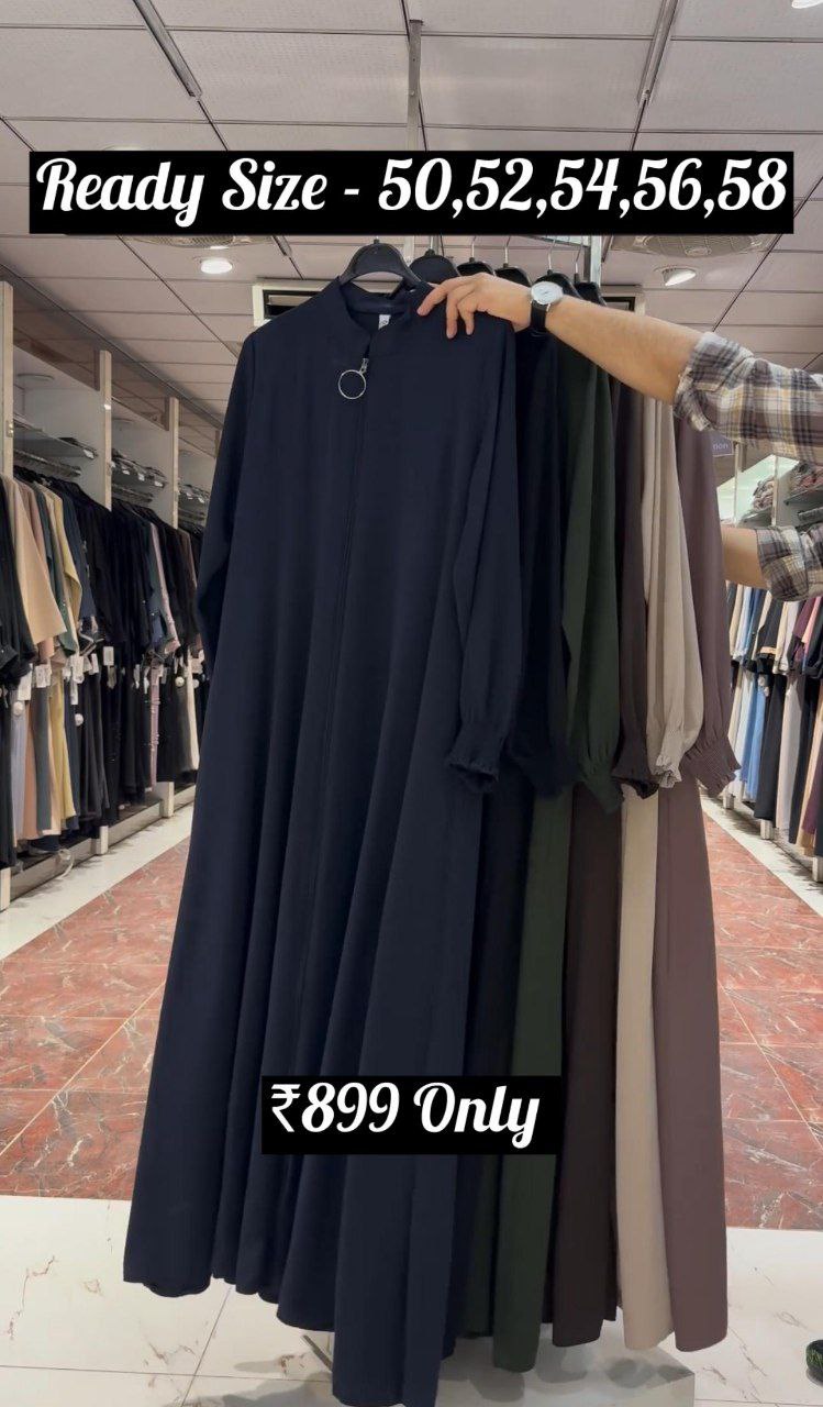 MEHNAAZ PINTEX ZIPPER ABAYA | NAVY BLUE
