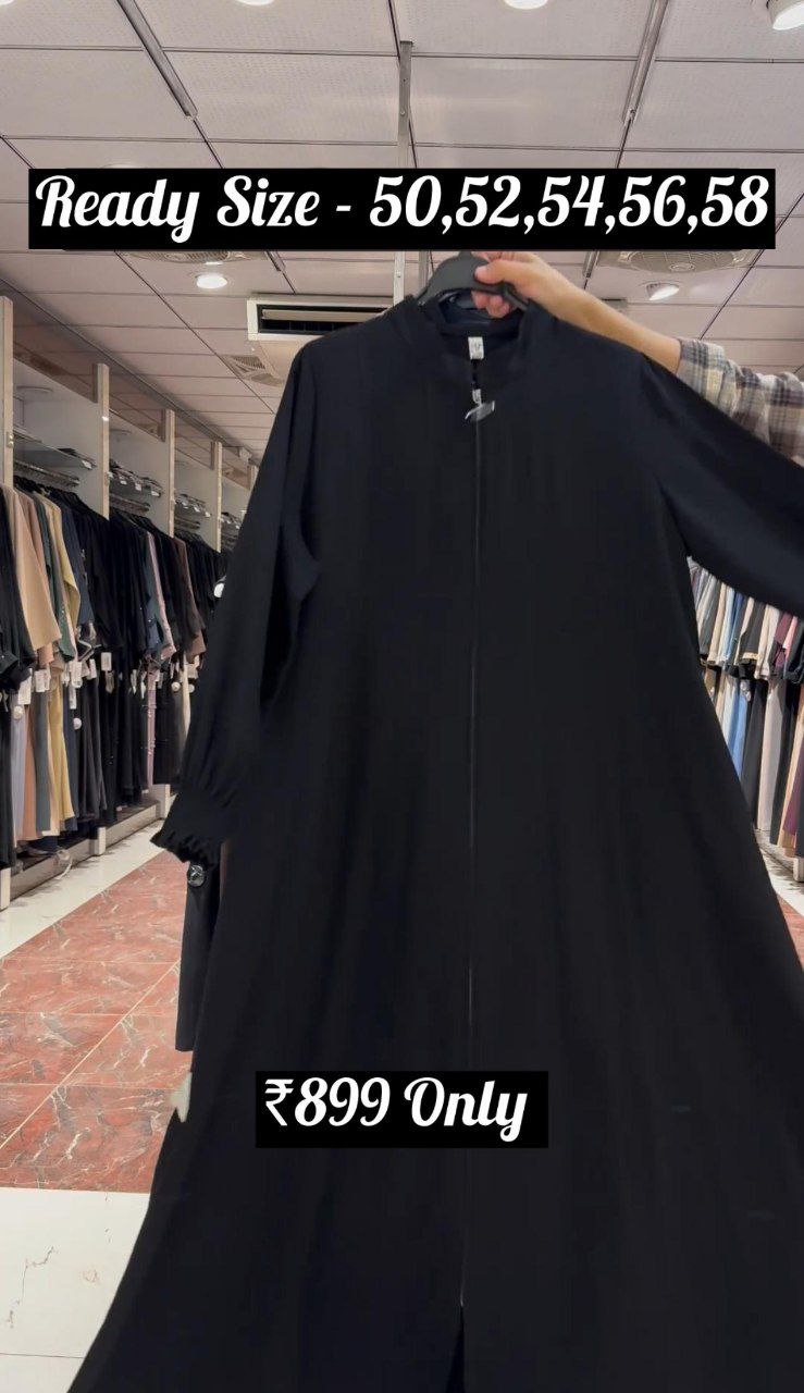 MEHNAAZ PINTEX ZIPPER ABAYA | BLACK